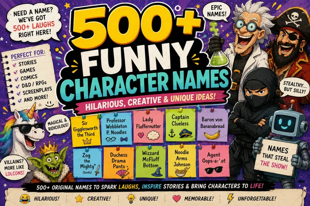 500+ Funny Character Names (Hilarious, Creative & Unique Ideas)