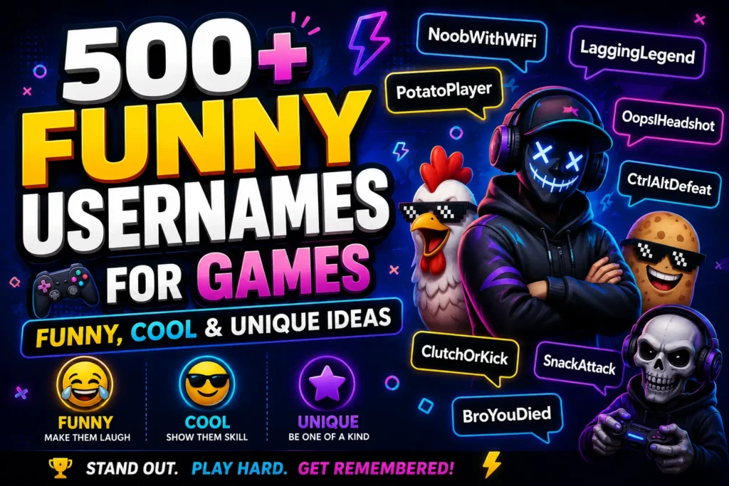 500+ Funny Usernames for Games (Funny, Cool & Unique Ideas) 500+ Funny Usernames for Games (Funny, Cool & Unique Ideas)